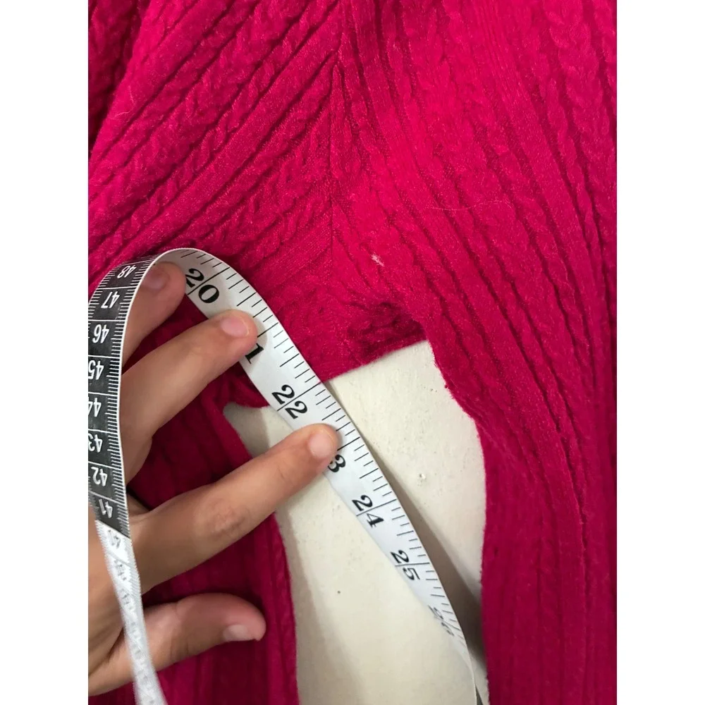 Michael Michael Kors Pink Cable Knit Shoulder Button Sweater Magenta Large